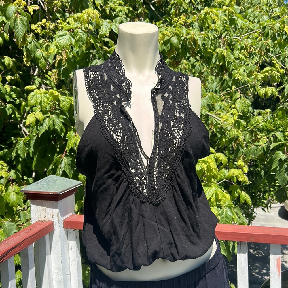 Black crochet tank top